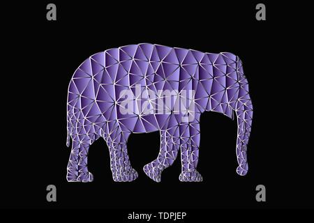 Vector elephant animal polygonal geometric on black background Stock Vector