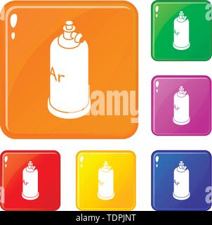 Welding cylinder icons set vector color Stock Vector
