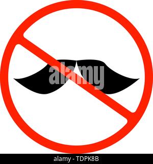 Illustration of an isolated forbidden signal with a moustache Stock Vector