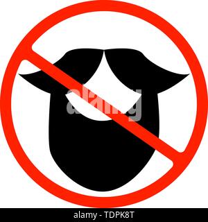 Illustration of an isolated forbidden signal with a moustache, Beard Stock Vector