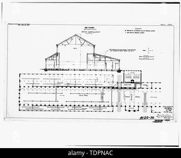Photograph of a line drawing. '(CROSS SECTION AND PLAN LAYOUT OF) PART ...