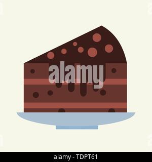 Piece of chocolate cake vector illustration Stock Vector