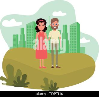 couple avatar cartoon character portrait Stock Vector