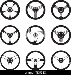 Set of boat steering wheels. Flat icon. Vector illustration Stock Vector