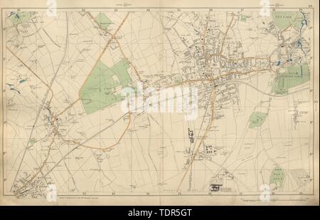 SUTTON Epsom Cheam Belmont Carshalton Ewell Banstead Downs BACON 1900 old map Stock Photo