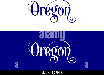 Typography of The USA Oregon States Handwritten Illustration on Official U.S. State Colors. Modern Calligraphy Element for your design. Simple vector  Stock Vector