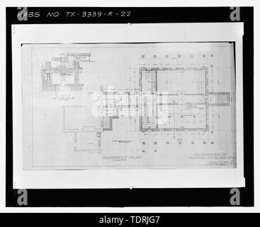 Photographic copy of Sheet No. 2 (1915)- BASEMENT PLAN - Fort Bliss, Post Hospital, Pershing Road, El Paso, El Paso County, TX; Quartermaster General's Office, architect; Department of the Army, owner; Mickelsen, Stanley R., post commander Stock Photo