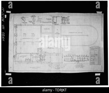 Photographic copy of architects plan dated October 1919 (original in possession of Montana State University, Bozeman, Montana.) BASEMENT PLAN - Hardin City Water Works, 101 East Fourth Street, Hardin, Big Horn County, MT Stock Photo