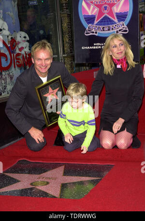 Dec 08, 2000; Los Angeles, California, USA; Singer/actor STING (with wife TRUDIE STYLER & son GIACOMO) receives a star on the Hollywood Walk of Fame. (Credit Image: © Chris Delmas/ZUMA Wire) Stock Photo