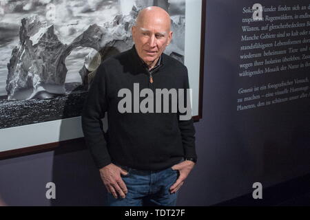 Berlin, Germany. 17th Apr, 2015. Brazilian photographer Sebastiao Salgado stands in the exhibition of his project 'Genesis' in the C/O Galerie in Berlin, Germany, 17 April 2015. The exhibition will run from 18 April to 16 August. MAURIZIO GAMBARINI | Credit: dpa/Alamy Live News Stock Photo