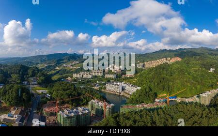 June 19, 2019 - Chongqing, Chongqing, China - Chongqing, China - June19 2016: Take a look at the charming scenery of the mountain city of chongqing.The beautiful scenery of chongqing, including yuzhong peninsula, chongqing grand theater, Yangtze river cableway, jiefangbei, liziba light rail crossing and so on, attracts many tourists to come to play. (Credit Image: © SIPA Asia via ZUMA Wire) Stock Photo