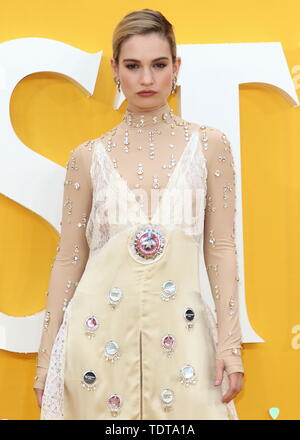 London, UK. 18th June, 2019. Lily James attends the Yesterday UK Premiere at the Odeon Luxe Leicester Square Credit: SOPA Images Limited/Alamy Live News Stock Photo