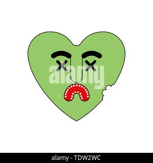 Zombie love green heart. Dead amour Vector illustration   Stock Vector