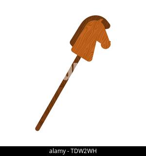 Horse stick toy wooden. Child game vector Stock Vector