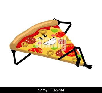 Happy Slice pizza. cartoon food. Vector illustration Stock Vector