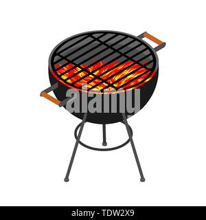 Grill isolated. Iron grille for frying meat Stock Vector