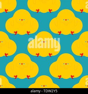 Fat chicken pattern seamless. Small chicken chick with obesity background Stock Vector