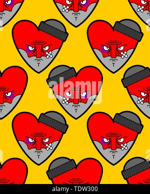 Hooligan love pattern. bully heart background. ruffian amur ornament. Vector texture Stock Vector