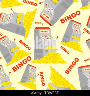 Slot machine and win pattern seamless. Bingo jackpot background. Many money Stock Vector