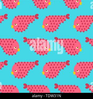 Fish hedgehog pattern seamless. sea animal background. nature underwater ornament Stock Vector