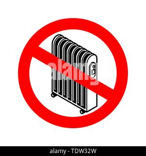 Stop Radiator heat. Red road Forbidding sign. Ban Electric heating radiator Stock Vector