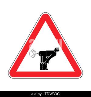 Attention Fart. Warning red road sign. Caution Farting Stock Vector