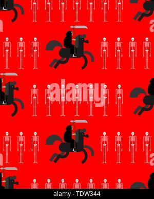 Afterlife pattern seamless. Grim Reaper and skeleton background. vector texture Stock Vector