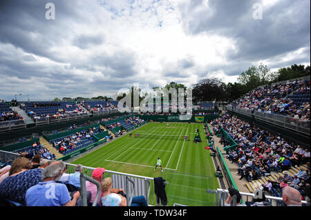 A general view of action between Venus Williams and Aliaksandra Sasnovich during day five of the Nature Valley Classic at Edgbaston Priory Club, Birmingham. Stock Photo