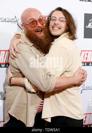 Idles' Adam Devonshire (left) and Lee Kiernan attending the Kerrang! Awards at Islington Town Hall, London. Stock Photo