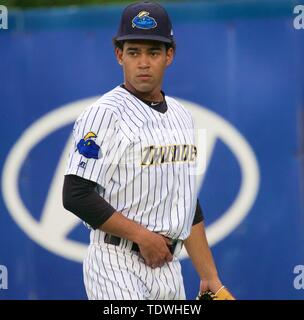 Trenton, New Jersey, USA. 18th June, 2019. The New York Yankees' number  four prospect, 20-year-old pitcher DEIVI GARCIA of the Trenton Thunder, was  promoted to the Scranton/Wilkes-Barre RailRiders today after he was