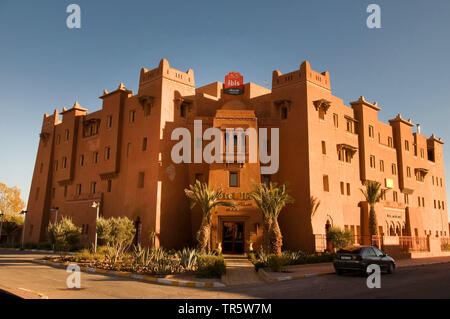 hotel in Ouarzazate made from mud, Morocco, Ouarzazate Stock Photo