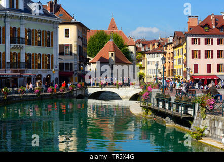 The center of the old town of Annecy, with Palace of l 'Isle, France, Savoie, Haute-Savoie, Annecy Stock Photo