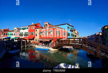 Colored houses in the island of Burano, Italy, Venice Stock Photo