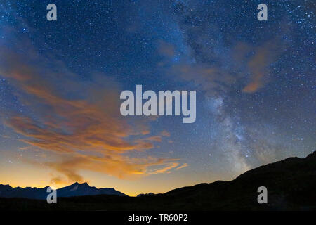 starry night over Grimsel Pass, Switzerland Stock Photo