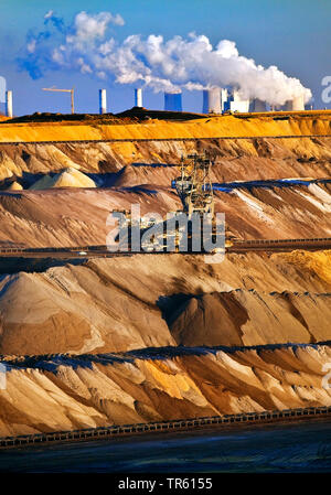 brown coal surface mining and power plant in background, Germany, North Rhine-Westphalia, Garzweiler, Juechen Stock Photo