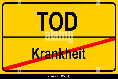 city limit sign Krankheit / Tod, illness / death, Germany Stock Photo