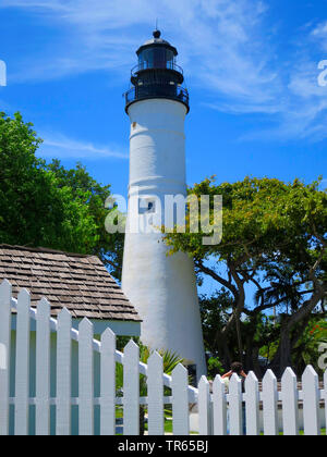 white lighthpouse at Keeper's Quarters Museum, USA, Florida, Key West Stock Photo