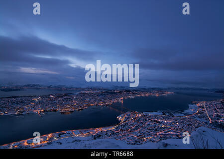 Tromso in winter in the evening, Norway, Tromsoe Stock Photo