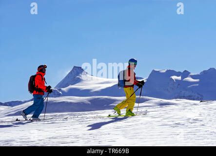 ski touring at the Col de l'Iseran, L'Albaron in background, France, Savoie, Val d Isere Stock Photo