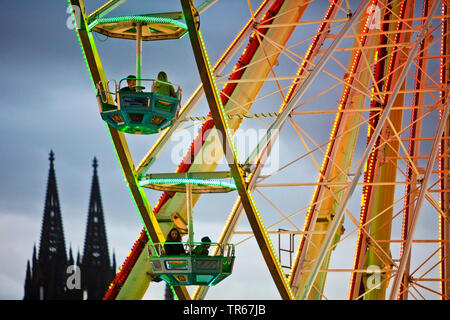 Deutz kermis and Cologne Cathedral, Germany, North Rhine-Westphalia, Rhineland, Cologne Stock Photo