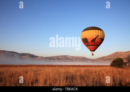 hot-air balloon over the Pilanesberg National Park, South Africa, North West Province, Pilanesberg National Park Stock Photo