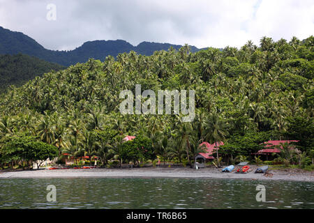 view from the ocean to Pintuyan, Philippines, Southern Leyte, Panaon Island, Pintuyan Stock Photo