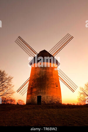 mill Egelsberg in Krefeld at sunset, Germany, North Rhine-Westphalia, Lower Rhine, Krefeld Stock Photo