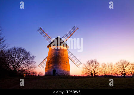 mill Egelsberg in Krefeld at sunset, Germany, North Rhine-Westphalia, Lower Rhine, Krefeld Stock Photo