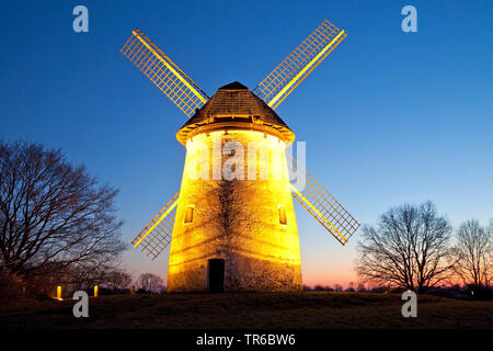 mill Egelsberg in Krefeld at sunset, Germany, North Rhine-Westphalia, Lower Rhine, Krefeld Stock Photo