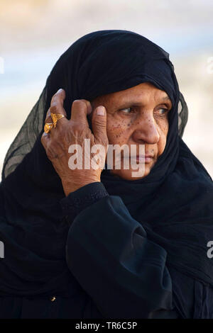 portrait of an elderly Egyptian woman, Egypt, Kom Ombo Stock Photo