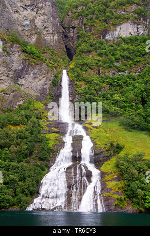 waterfall Friaren in the Geirangerfjord, Norway, More og Romsdal Stock Photo