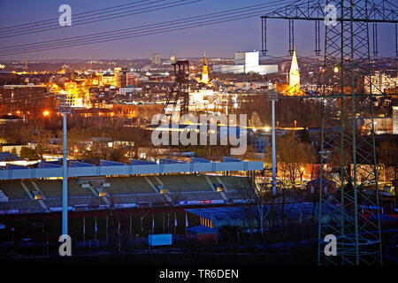 view of Wattenscheid in the evening, Germany, North Rhine-Westphalia, Ruhr Area, Bochum Stock Photo