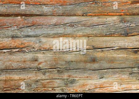 wooden wall of Valaisan style house, Switzerland, Valais Stock Photo