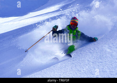 off-piste skiing on the mountain Bellecote, France, Savoie, Vanoise National Park, La Plagne Stock Photo